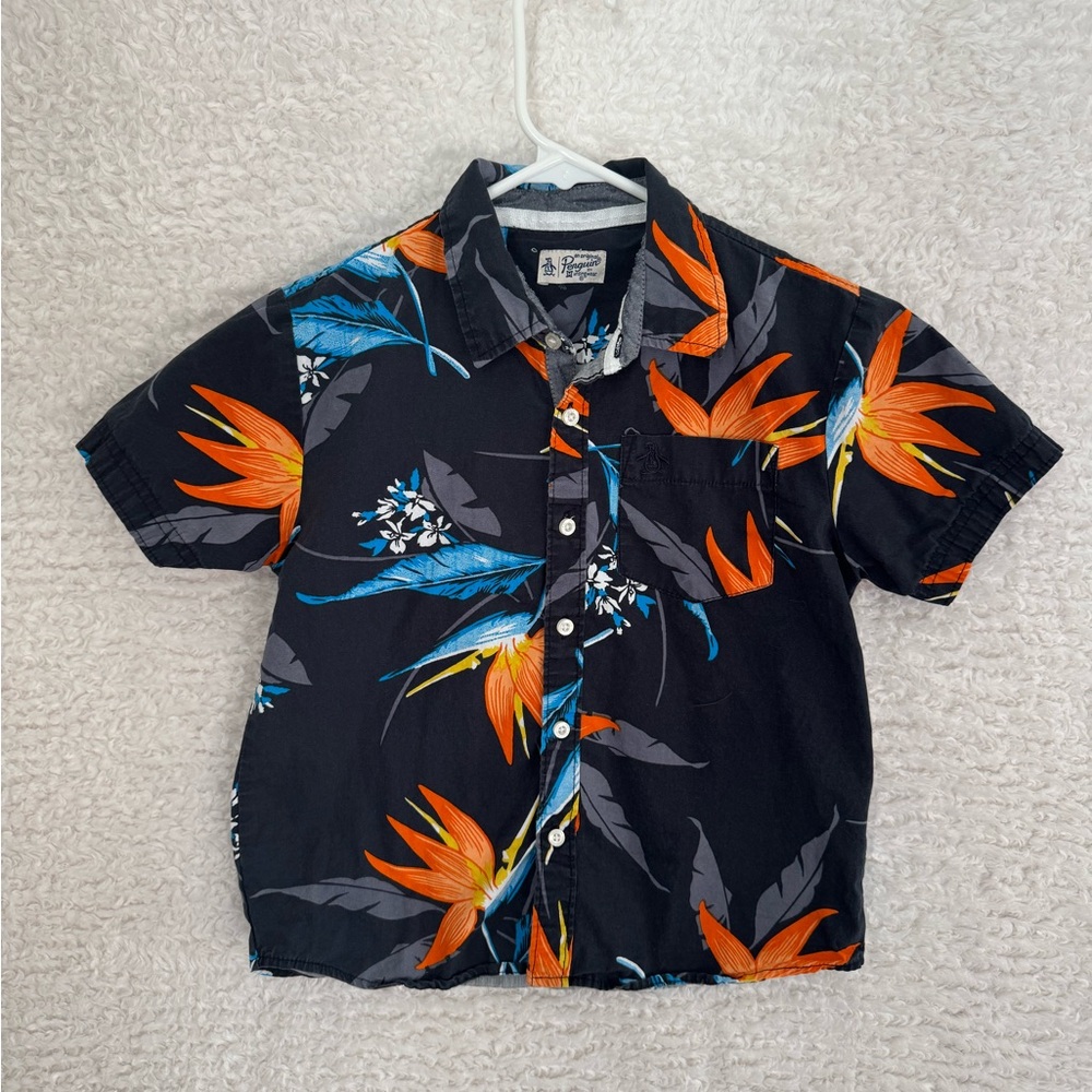 Tropical Shirt Black munsingwear Orange Floral penguin original Hawaiian